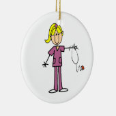 Blonde weibliche Strichmännchen-Krankenschwester Keramikornament (Rechts)
