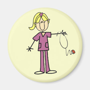 Blonde weibliche Strichmännchen-Krankenschwester Magnet
