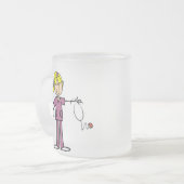 Blonde weibliche Strichmännchen-Krankenschwester Mattglastasse (Vorderseite Links)
