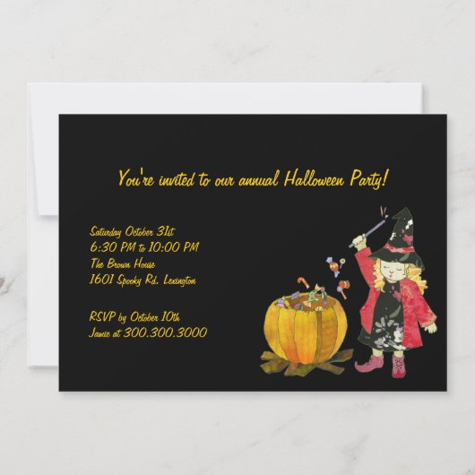 Blonde Witchs magisches Halloween-Party Einladung (Rückseite)