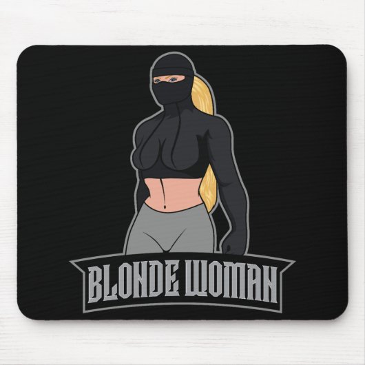 Blonde Woman Mousepad Black (Vorne)