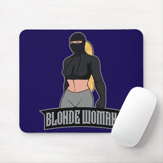 Blonde Woman Mousepad Blue (Mit Mouse)
