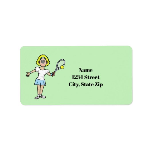 Blonde Woman Tennis Player Address Labels Adressaufkleber (Vorne)