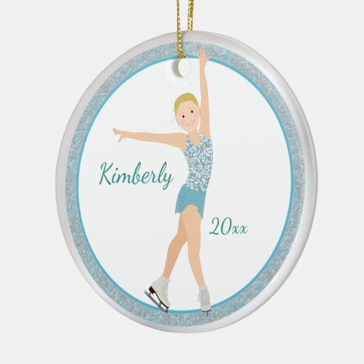 Blonde Zahl Skater im Aqua Keramikornament (Links)