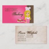 Blonder Bäcker auf rosa Brown-Schale backt Visitenkarte (Vorne/Hinten)