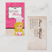 Blonder Bäcker auf rosa Brown-Schale backt Visitenkarte (Vorne/Hinten)