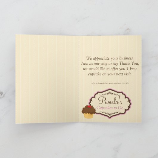 Blonder Bäcker-kleiner Kuchen D12 danken Ihnen Dankeskarte (Innenseite)