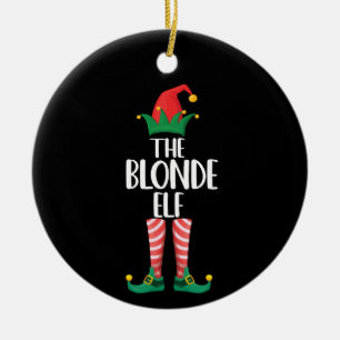 Blonder Elf passende Familien-Weihnachtsfeier-Elf Keramik Ornament