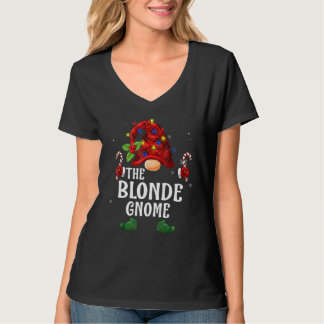 Blonder Gnom Buffalo Karo Passende Familien Weihna T-Shirt