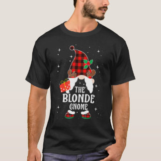 Blonder Gnom Buffalo Karo Passende Familien Weihna T-Shirt