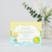 Blonder Jungen-Poolparty-Bash-Party Postkarte (Stehend Vorderseite)