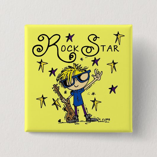 Blonder Jungen-Rockstar Button (Vorderseite)