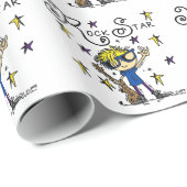 Blonder Jungen-Rockstar Geschenkpapier (Rolleneckpunkt)