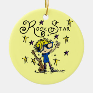 Blonder Jungen-Rockstar Keramik Ornament