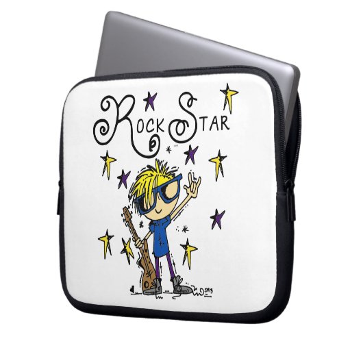 Blonder Jungen-Rockstar Laptopschutzhülle (Vorderseite Links)