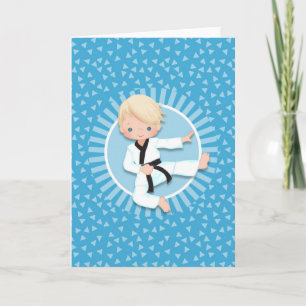 Blonder Karate-Junge Judo-Markenkunst Karte