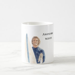Blonder Kerl Surfer Surfbrett Kaffeetasse