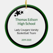 Blonder Mädchen-Basketball-Spieler im Grün und im Keramik Ornament (Hinten)