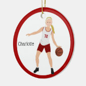 Blonder Mädchen-Basketball-Spieler in Rotem und in Keramik Ornament (Links)