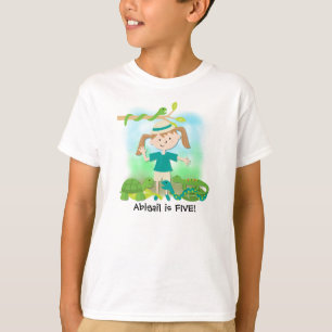 Blonder Mädchen-Safari-Geburtstag kundengebundene T-Shirt