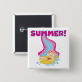 Blonder Mädchen-Sommer Button (Vorne & Hinten)