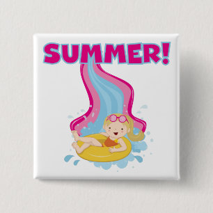 Blonder Mädchen-Sommer Button