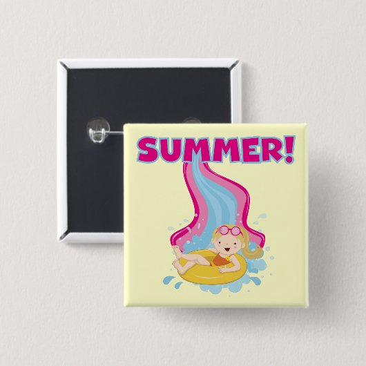 Blonder Mädchen-Sommer Button (Vorne & Hinten)