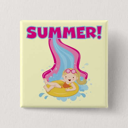 Blonder Mädchen-Sommer Button (Vorderseite)