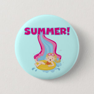 Blonder Mädchen-Sommer Button