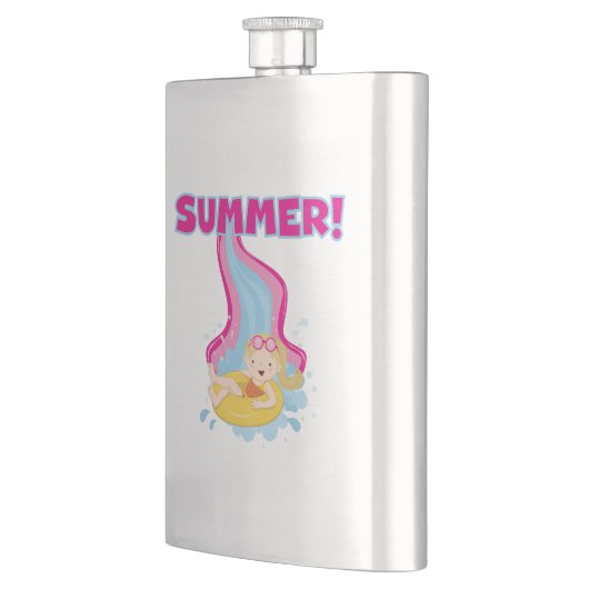 Blonder Mädchen-Sommer Flachmann (Links)