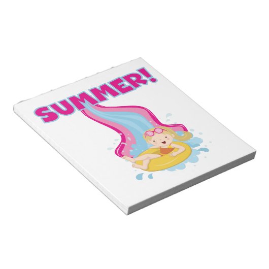 Blonder Mädchen-Sommer Notizblock (angewinkelt)
