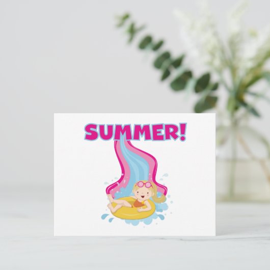 Blonder Mädchen-Sommer Postkarte (Stehend Vorderseite)