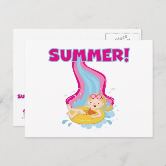 Blonder Mädchen-Sommer Postkarte (Vorne/Hinten)