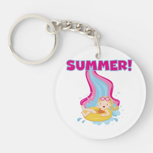 Blonder Mädchen-Sommer Schlüsselanhänger (Vorderseite)