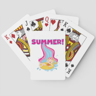 Blonder Mädchen-Sommer Spielkarten