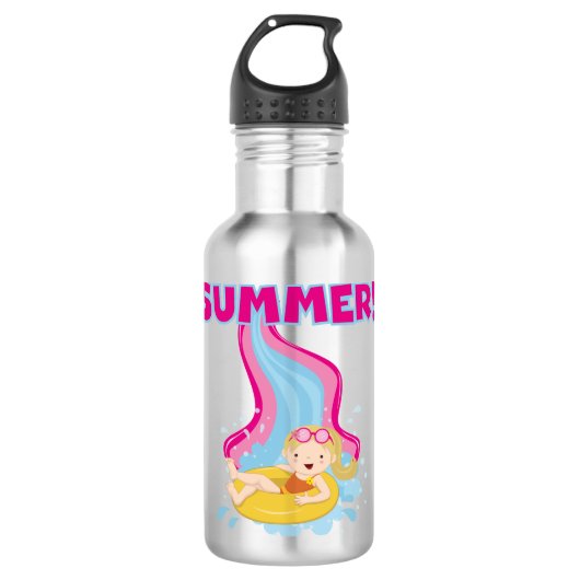 Blonder Mädchen-Sommer Trinkflasche (Vorderseite)