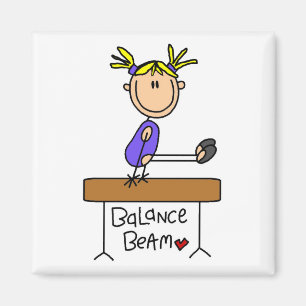 Blonder MädchenGymnast auf Strahln-T-Shirts und Magnet