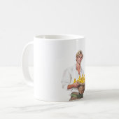 Blonder Mann Babyküken im Korb Kaffeetasse (Vorderseite Links)
