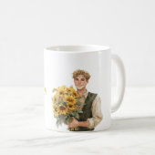 Blonder Mann Sonnenblumen Kaffeetasse (VorderseiteRechts)