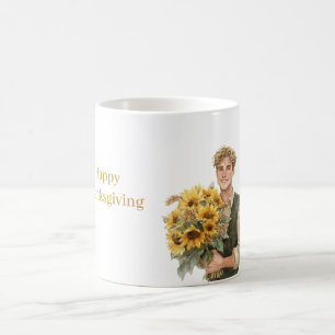 Blonder Mann Sonnenblumen Kaffeetasse