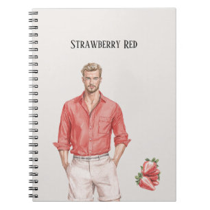 Blonder Mann Strawberry Red Top Notizblock