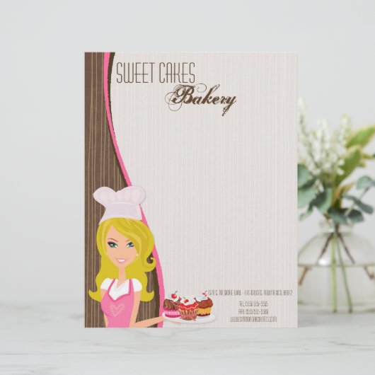 blonder Rosa-Brauen-Schalen-Kuchen-Buchstabe-Kopf Briefbogen (Stehend Vorderseite)