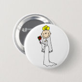 Blonder Strichmännchen-Braut-Knopf Button (Vorne & Hinten)