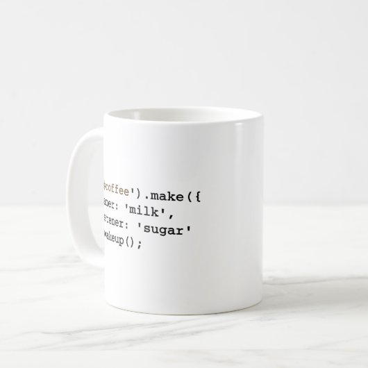 Blonder und süßer Javascript-Kaffee-Code Kaffeetasse (Vorderseite Links)