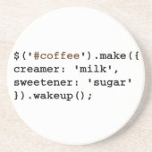 Blonder und süßer Javascript-Kaffee-Code Sandstein Untersetzer (Vorne)