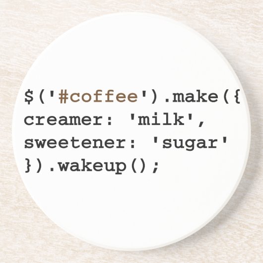 Blonder und süßer Javascript-Kaffee-Code Sandstein Untersetzer (Vorne)