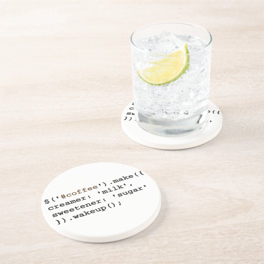 Blonder und süßer Javascript-Kaffee-Code Sandstein Untersetzer (Seite)