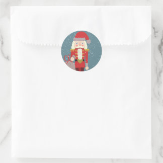 Blonder Weihnachts-Nussknacker-Santa Teal Runder Aufkleber