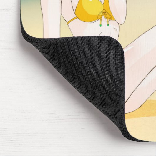 Blondes Anime-Mädchen am Strand Mousepad (Ecke)