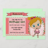 Blondes Ballett-oder Tanz-Party Einladung (Vorne/Hinten)